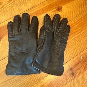 Men's Brown Leather Gloves. Ralph Lauren. Cashmere lined.
